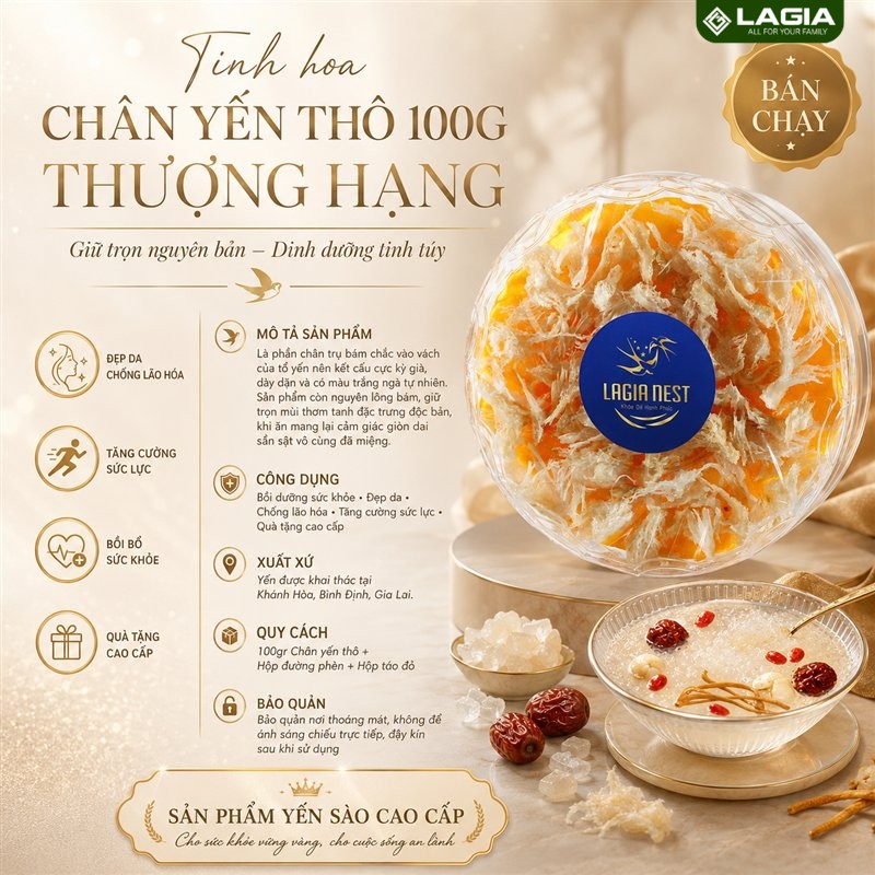 Chân yến và tổ yến nguyên chất LAGIA - chọn yến sạch để an tâm